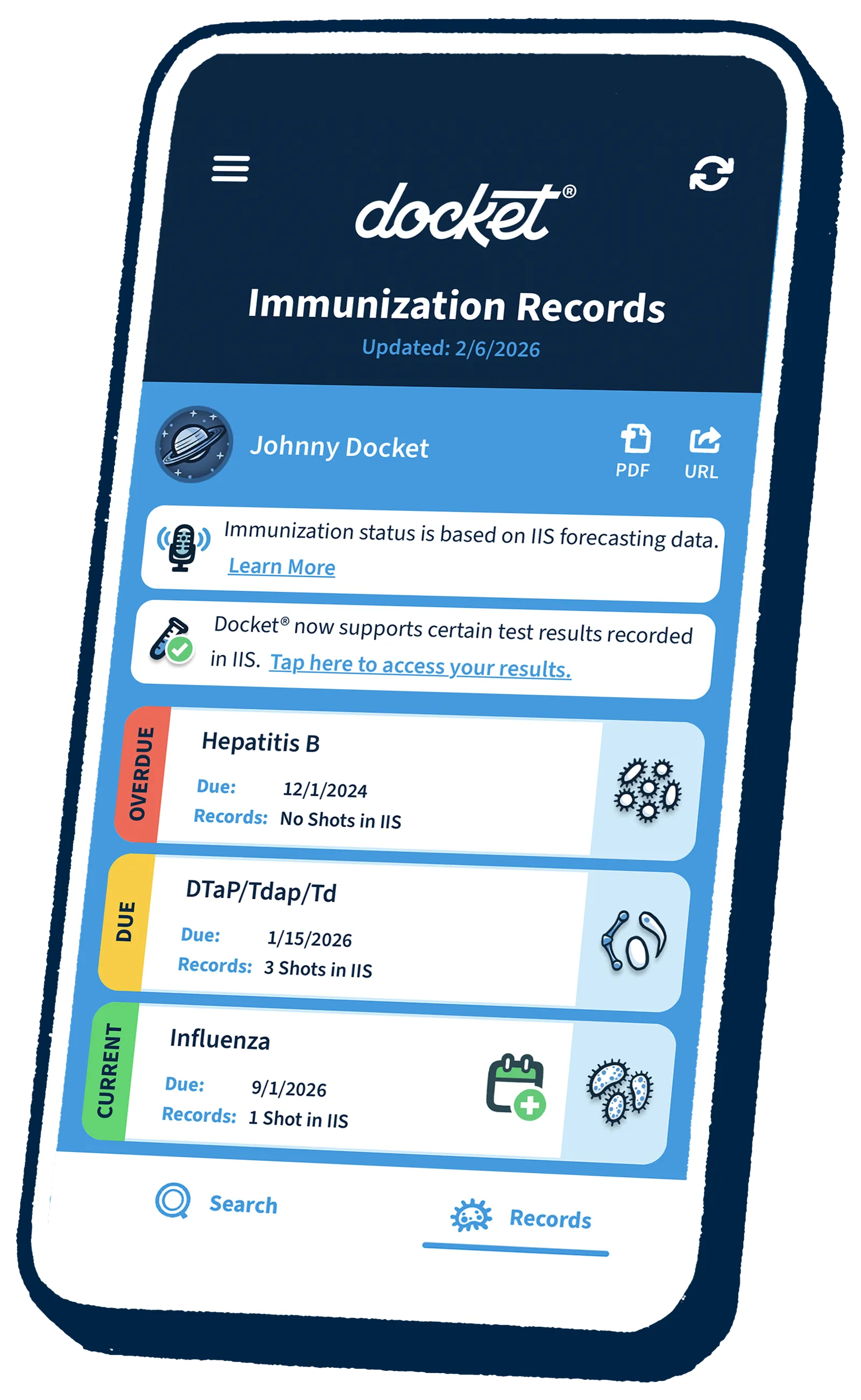 Phone displaying the Docket app